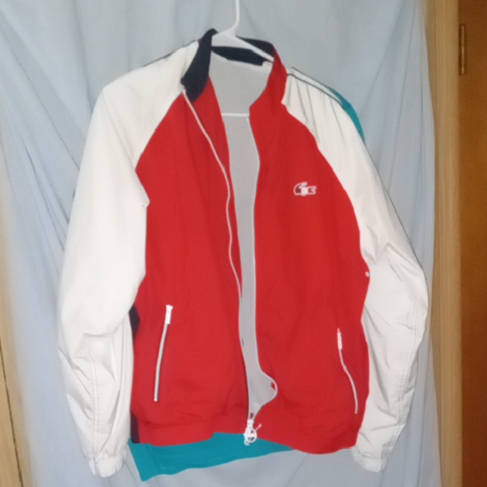 Men's Lacoste Red and White Jacket Wind Breaker